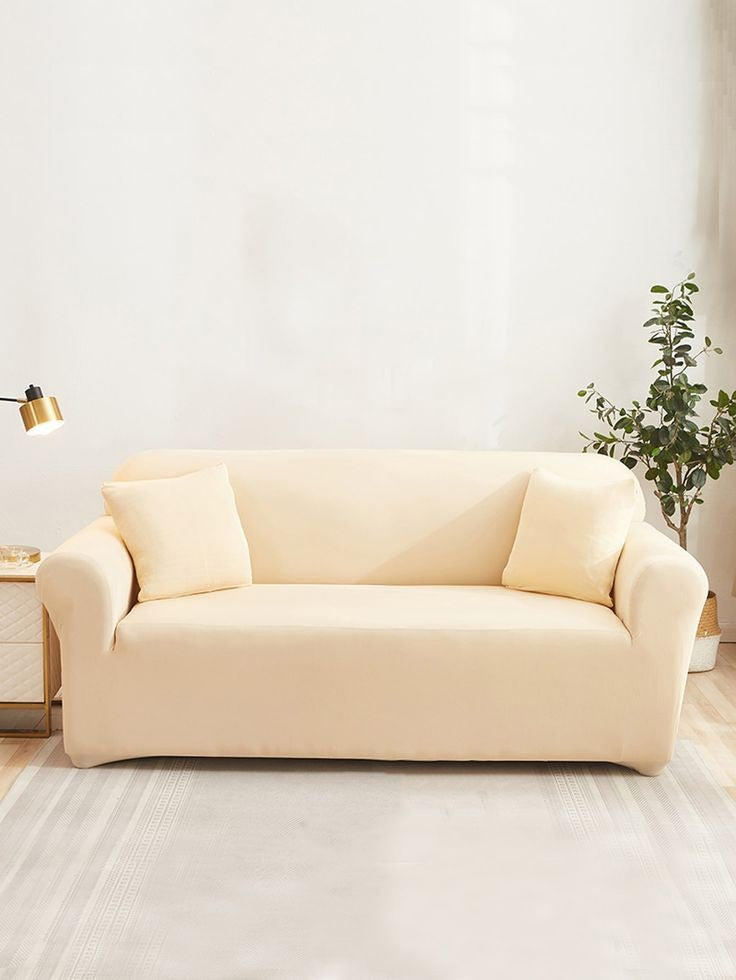 Funda ajustable para sofá 2 puestos beige